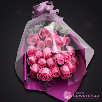 Vietnam Pink roses bouquet same day delivery