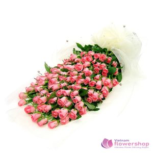 99 pink roses bouquet free ship in Vietnam