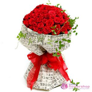 99 red roses of hand bouquet delivery Vietnam