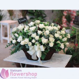 99 white roses delivery Hanoi Vietnam