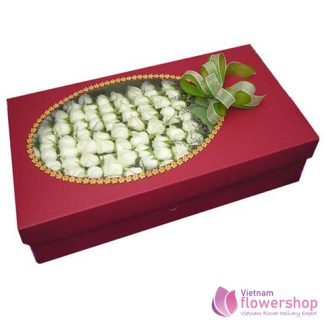 99 white roses in box send to Vietnam
