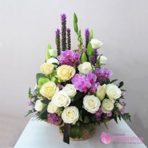 Basket of mixed flowers for female boss
