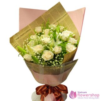 Beautiful bouquet pink roses in Ho Chi Minh VN