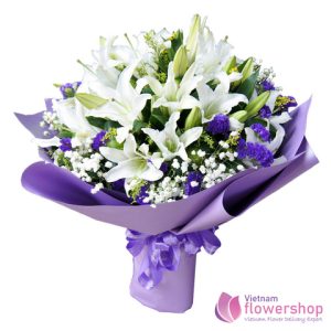 Beautiful lily bouquet for wife in Vietnam