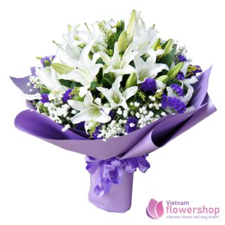 Beautiful lily bouquet for wife in Vietnam