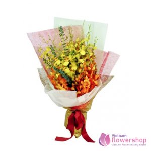 Beautiful orchid bouquet free ship in Vietnam