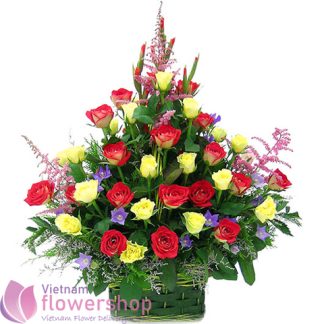 Birthday flowers basket in Vietnam