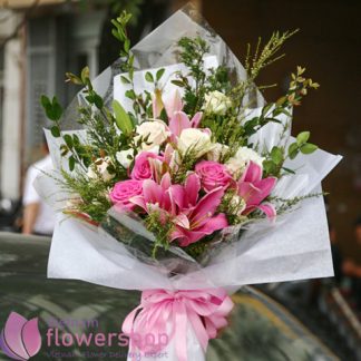 Bouquet of pink flowers for lovely girl