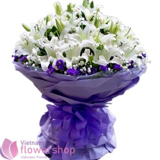 Bouquet of white lily flowers in Vietnam