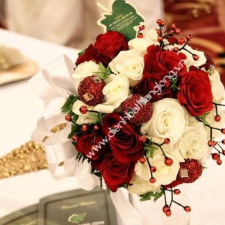 Wedding bouquet Red and White Roses