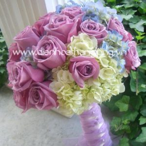 Purple flowers wedding bouquet