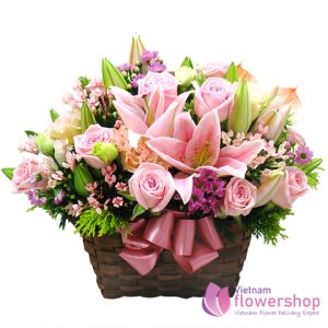 Pink flowers arrangement delivery Nha Trang City