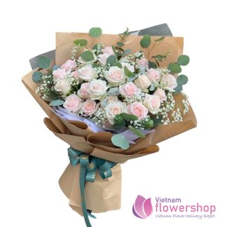 Light pink rose bouquet delivery Vietnam