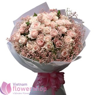 Pink rose bouquet same day delivery Vietnam