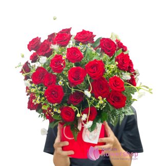 Order red rose basket in Vietnam