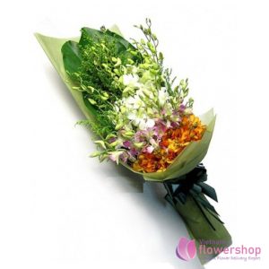 Small orchid flower bouquet free delivery vietnam
