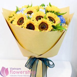 Sunflower birthday bouquet in Hanoi Vietnam