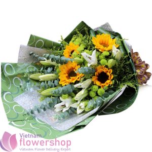 Sunflower bouquet deliver to Vietnam