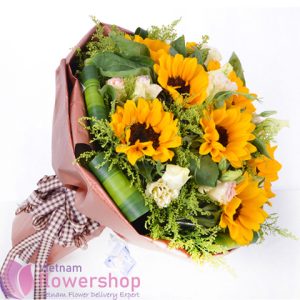 Sunflower bouquet for birthday to Vietnam