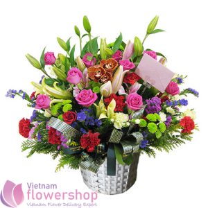 Vietnam basket flowers for birthday