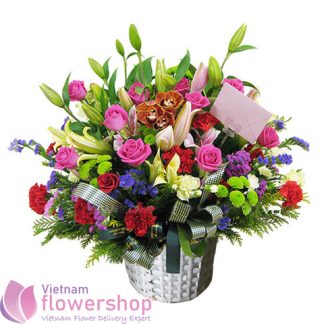 Vietnam basket flowers for birthday