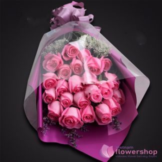 Dark pink roses bouquet delivery Vietnam