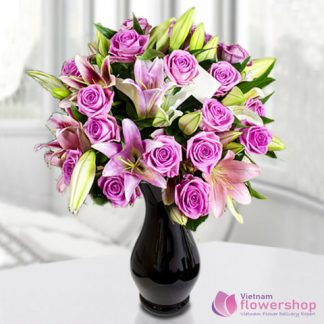 Vietnam Purple flowers in vase gifts