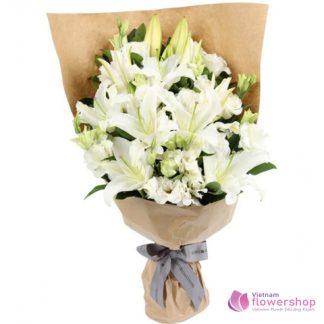Order white lily bouquet in Vietnam