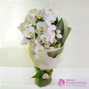 White orchid bouquet  delivered in Hanoi