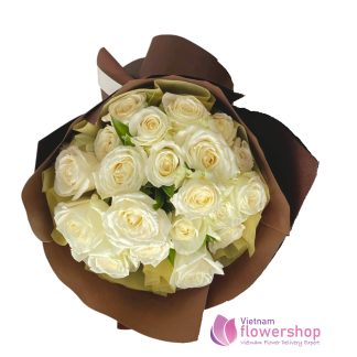 White roses delivery in Hanoi, Vietnam