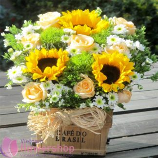 Send birthday flowers basket online to Vietnam